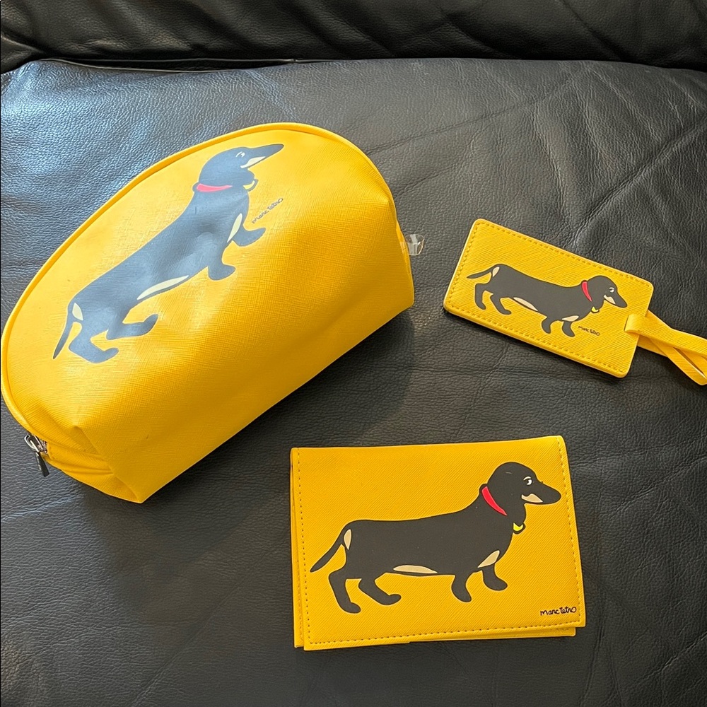 Marc Tetro Yellow Dachshund Pouch Set